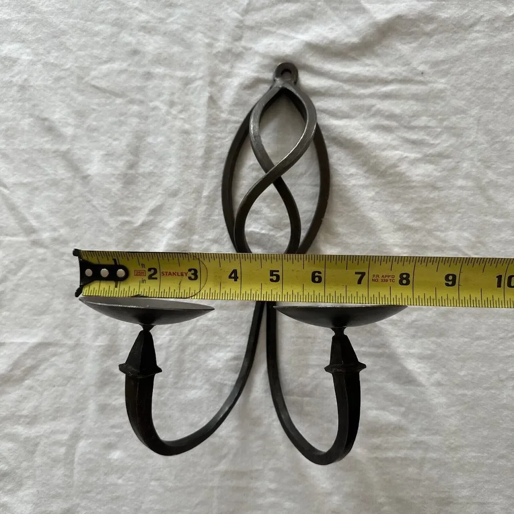 Wrought Iron Candle Sconce Hanging Holder Double‎ Vintage Aged